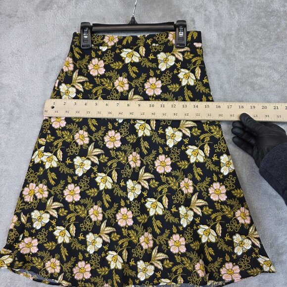 LOFT Skirt Womens 00 Black Floral A Line Knee Length Casual Office Wear - Picture 7 of 7
